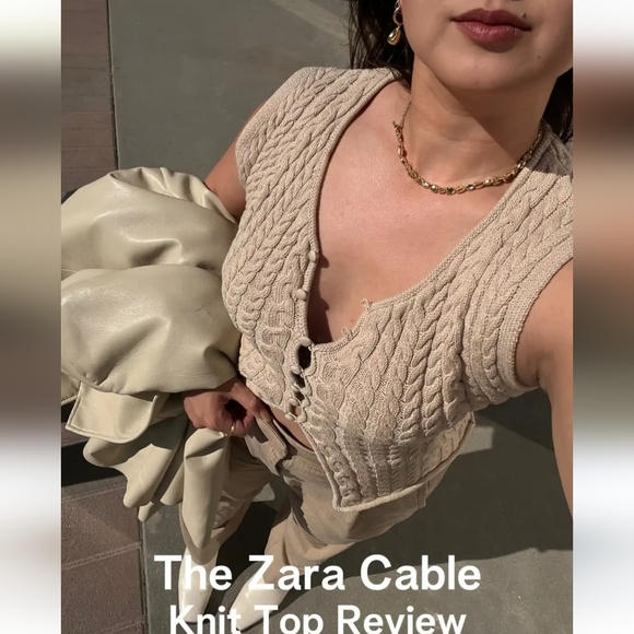 BNWT! Zara cable knit top in light Camel - Picture 3 of 6